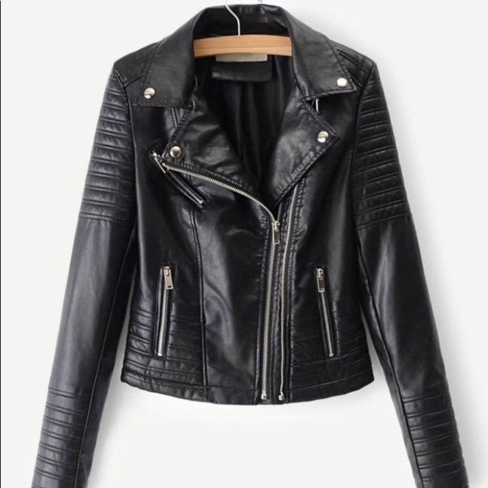 Topshop Faux Leather Black Moto Biker Jacket